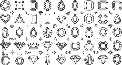 Fotografie Premium geological crystal clusters and refined diamond shapes vector assortment