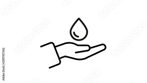 save water line icon animation hand with drop video footage

