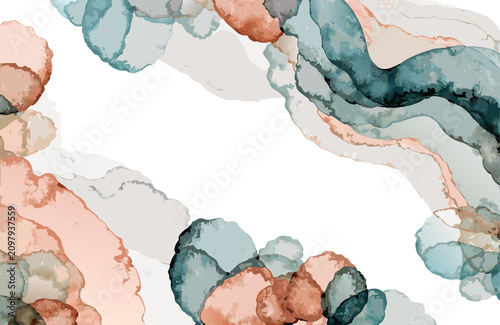 Abstract watercolor textures in pastel colors with organic shapes on white background for design