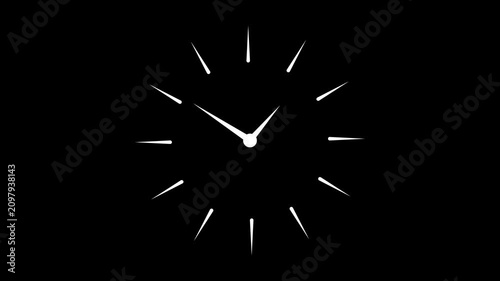 Minimalist Clock Face Animation with Ticking Hands on transparent background