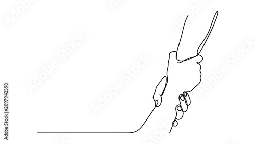 Minimalist handshake continuous line art. Business partnership and agreement outline vector illustration