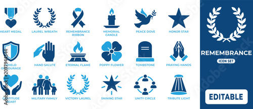 Foto Remembrance and Honor Icon Set