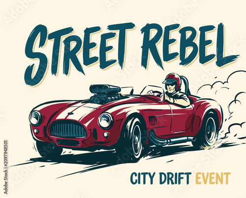 Cuadro en lienzo Street rebel city drift event poster