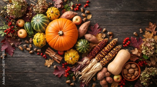 Festive halloween pumpkin border with autumn harvest elements fall decor