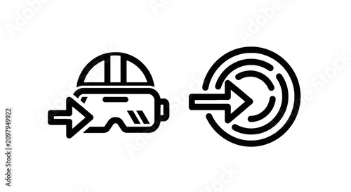 Industrial safety and site access security line icons set with protection security industrial construction protective equipment permission