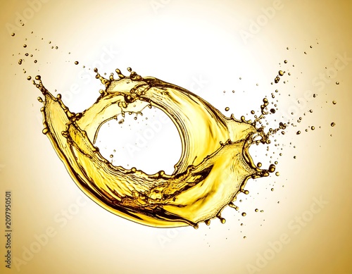 A golden liquid splashing in a circular motion