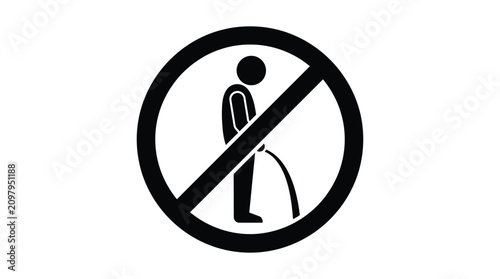 Bild auf Leinwand Prohibited human figure inside a circle with diagonal line black silhouette forb