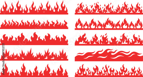 Red flame graphics on white background for design and decoration purposes  fire effects