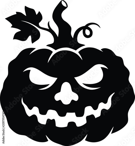 фотографія Spooky halloween jack o' lantern silhouette a dark and menacing pumpkin face for