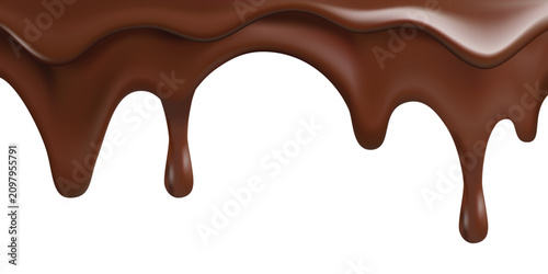 Konstfotografi Realistic melted chocolate dripping, liquid cocoa flow, sweet dessert sauce, glo