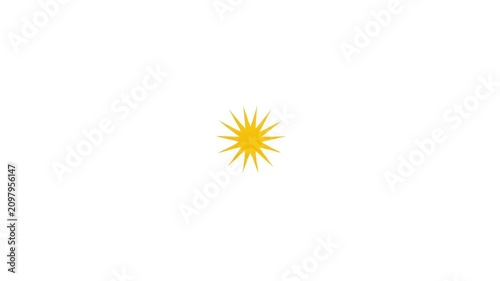 Minimalistic yellow starburst and sunburst animation expanding to fill the screen on a white background