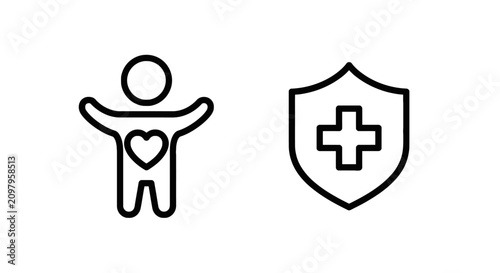 Health insurance and personal medical safety icon set with insurance protection wellness hospital coverage guarantee abstract