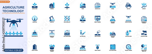 Foto Agriculture technology icon set