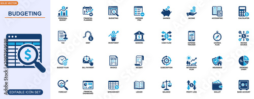 Obraz na plátně Budgeting and personal finance icon set