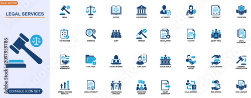 Schilderij op canvas Legal services icon set