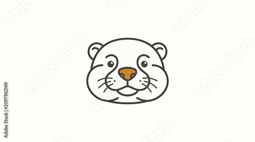 Slika na platnu Smiling cartoon otter face illustration.