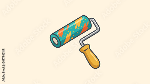 Bild auf Leinwand Colorful paint roller with handle.
