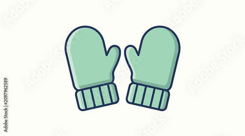 Bild auf Leinwand Green mittens winter clothing accessories.