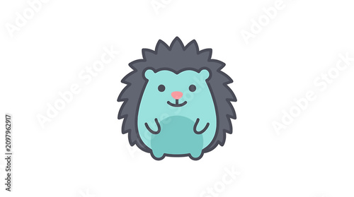 Tableau sur toile Cute cartoon hedgehog with quills standing.