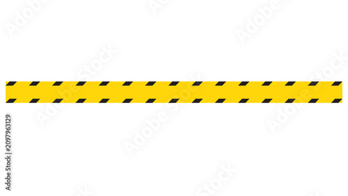 Obraz na plátně Horizontal yellow and black diagonal striped warning safety tape pattern isolate