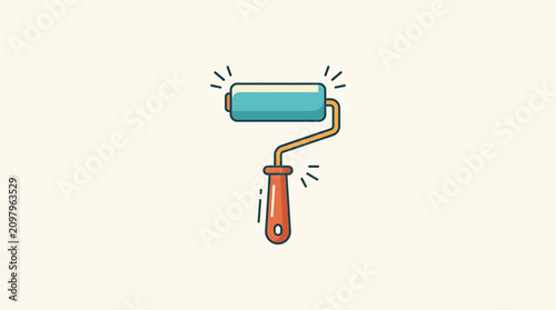 Fotografija Paint Roller with Orange Handle.
