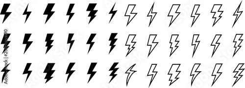 Fotografía Collection of various lightning bolt icons in different styles and designs are s