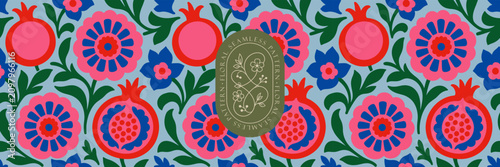 Floral seamless pattern. Vector bold naive abstract illustrations of stylized flowers and leaves for background, wallpaper, packaging, wrapping paper, textile, label and banner