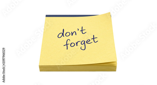 Canvas Print A yellow sticky note with the handwritten words don't forget
