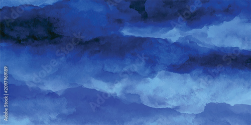 Cuadro en lienzo Abstract Blue Grunge Background with Dramatic Cloudy Sky Storm Texture and Copy