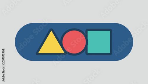 Blue pill capsule icon with triangle circle and square