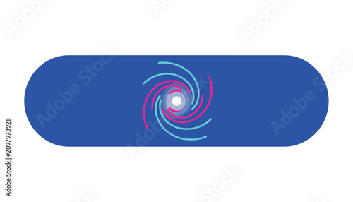 Blue pill capsule with swirl spiral energy sign inside