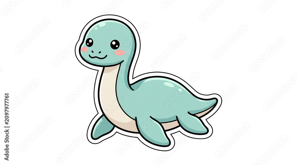 Fototapeta premium Cute Cartoon Plesiosaur Illustration