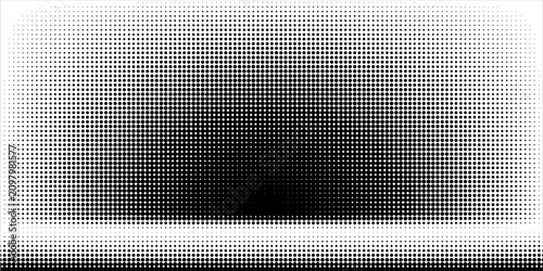 Dotted halftone gradient texture. Vanishing polka dot background. Repeating dots gradation pattern background. Black fading comic pop art overlay backdrop. Raster effect wallpaper. Vector halftone