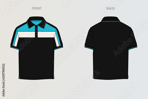 Polo Tshirt Flat Drawing variations cut & sew and full sleeve