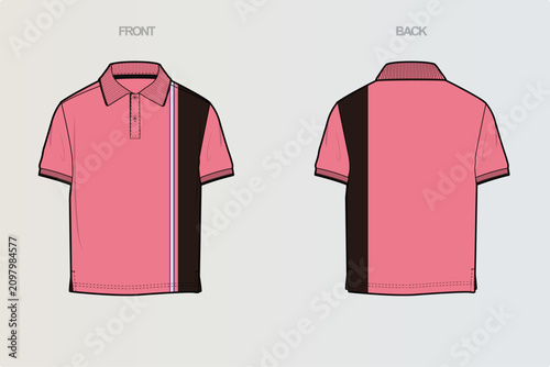 Polo Tshirt Flat Drawing variations cut & sew and full sleeve
