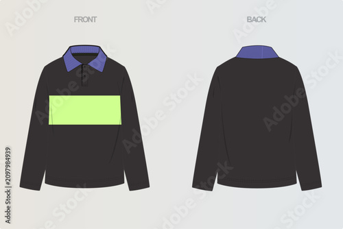 Polo Tshirt Flat Drawing variations cut & sew and full sleeve