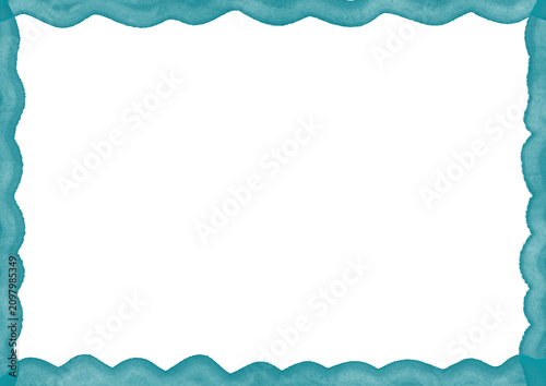 Hand drawn blue scalloped border frame on a transparent background, ideal for certificates, invitations, greeting cards, classroom materials, transparent background, clip art