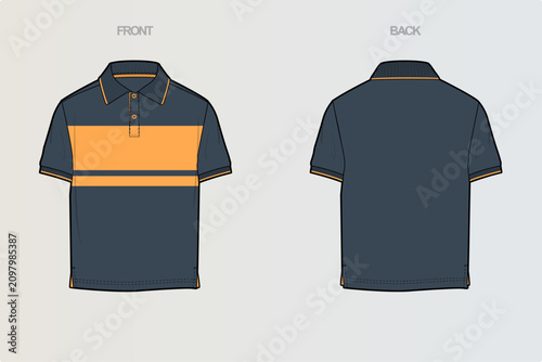 Polo Tshirt Flat Drawing variations cut & sew and full sleeve