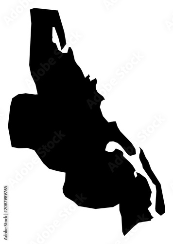 Foto A contour map of Batticaloa. Sri Lankan district silhouette