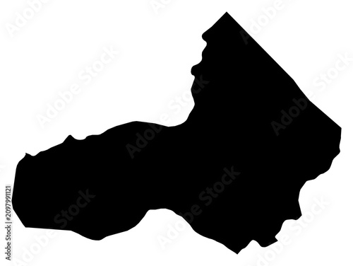 Billede på lærred A contour map of Pursat. Cambodian province silhouette