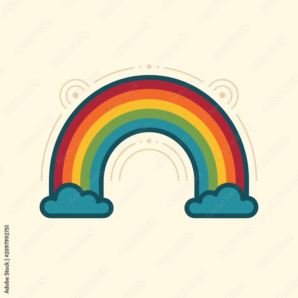 Obraz premium Colorful Rainbow with Blue Clouds.