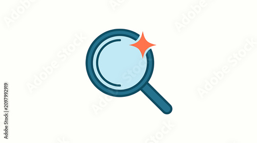 Photos Magnifying glass with orange star.