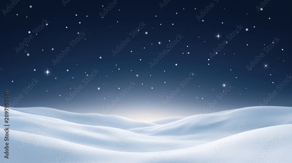 Fototapeta premium Happy Christmas Day 2026 abstract background design Serene snowy mountain landscape under starry night sky