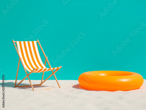 Minimalist Beach Scene with Deckchair