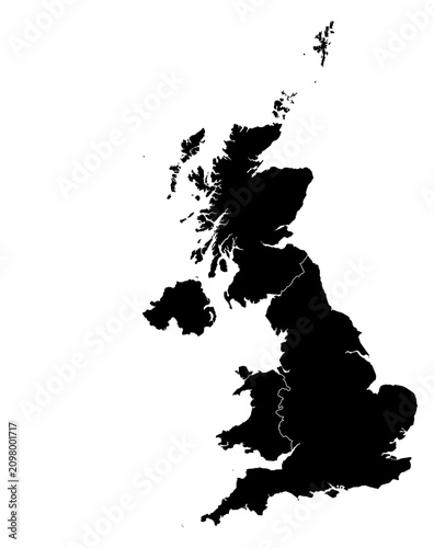 Fotografi A contour map of United Kingdom with constituent country borders