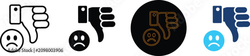 Four Stylized Thumbs Down Dislike Icon Variations