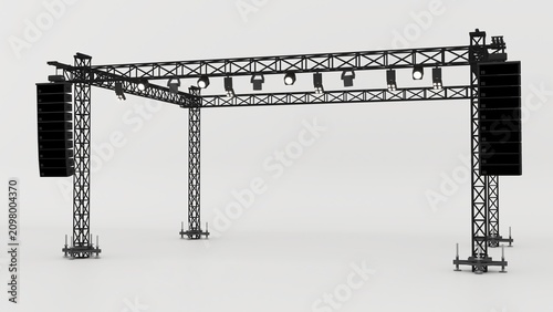 Cuadro en lienzo Professional stage truss structure with empty backdrop, ideal for concerts, live performances, festivals, and event production