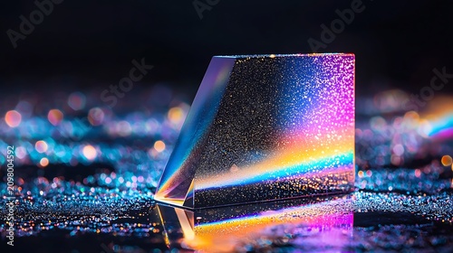 Naklejka Prismatic light refraction on dark surface