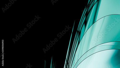 Greenish crystal render with abstract glass curve background