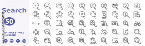 Fotografía Search line editable icon set